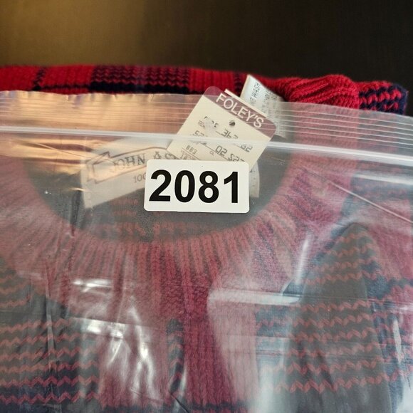 NWT John Ashford Sweater Mens Large Red Blue Plaid Cotton Crewneck Pullover - Picture 14 of 14